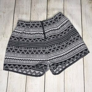 umgee tribal aztec black & white high rise shorts